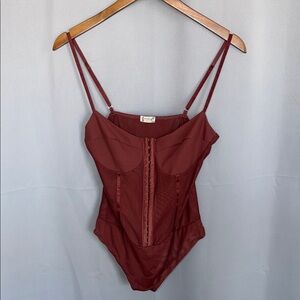 Intimately by Free People Corset Burgundy Bodysuit Size L Festival Indie Size L
